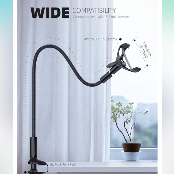 Lamicall flexible gooseneck leather phone holder for bed or desk - Picture 4 of 9